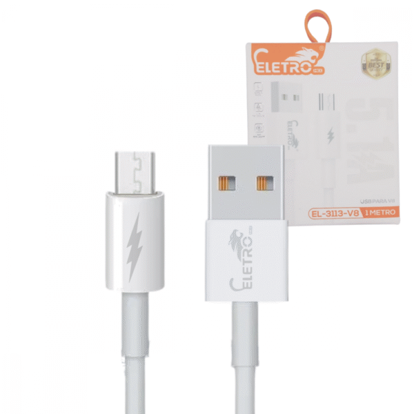 Cabo de dados USB / V8 5.1A de 1 Metro Eletromex EL-3113-V8