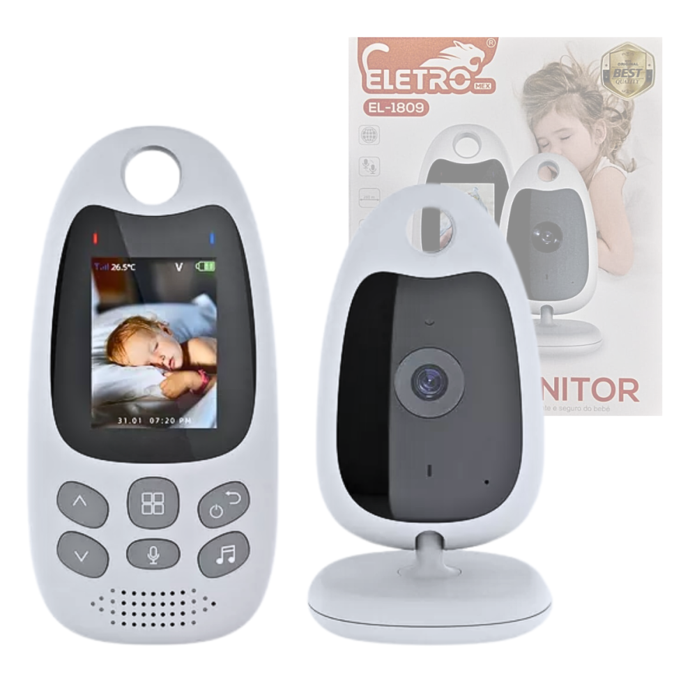 0855090425fbci1hiiia.png Babá Eletrônica Câmera Portátil Com Monitor Vídeo Colorido Baby Eletromex EL-1809 - Imagem 1