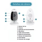 Babá Eletrônica Câmera Portátil Com Monitor Vídeo Colorido Baby Eletromex EL-1809 - Imagem 9