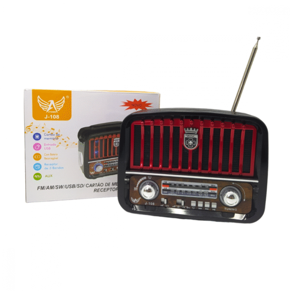 Rádio Retro 3W Bluetooth 5.1 com Lanterna Altomex JD-108