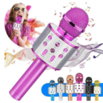 Microfone Sem Fio Bluetooth Karaokê Luz Led Festas WS-858 / KA-1003 (***DISPONÍVEL SOMENTE PRETO)