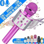 Microfone Sem Fio Bluetooth Karaokê Luz Led Festas WS-858 / KA-1003 (***DISPONÍVEL SOMENTE PRETO) - Imagem 3
