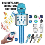Microfone Sem Fio Bluetooth Karaokê Luz Led Festas WS-858 / KA-1003 (***DISPONÍVEL SOMENTE PRETO) - Imagem 2
