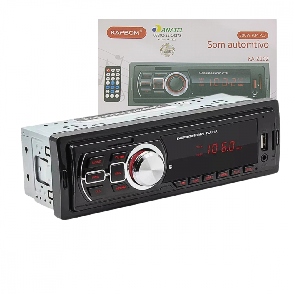 0923130724kgakaaedf7.png Radio de Carro Som Automotivo Mp3 Player Bluetooth com Controle Kapbom KA-Z102 - Imagem 1