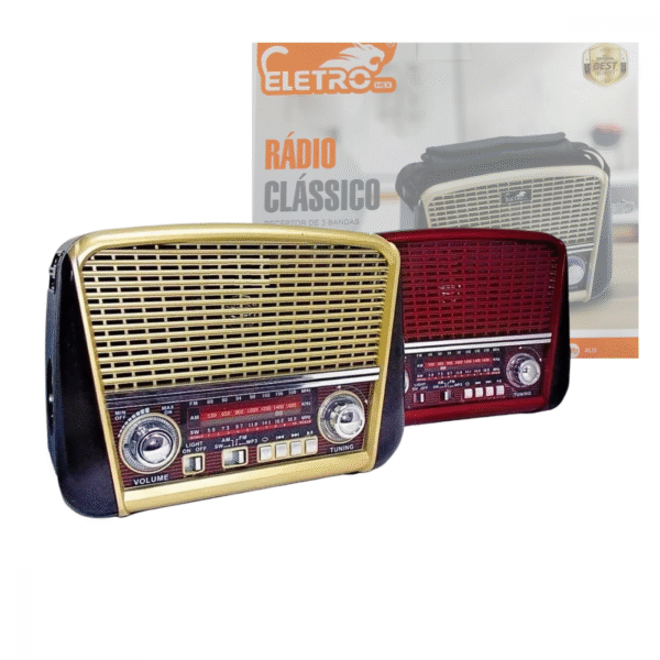 Rádio Retro 3W Bluetooth 5.1 com Lanterna Eletromex EL-1302