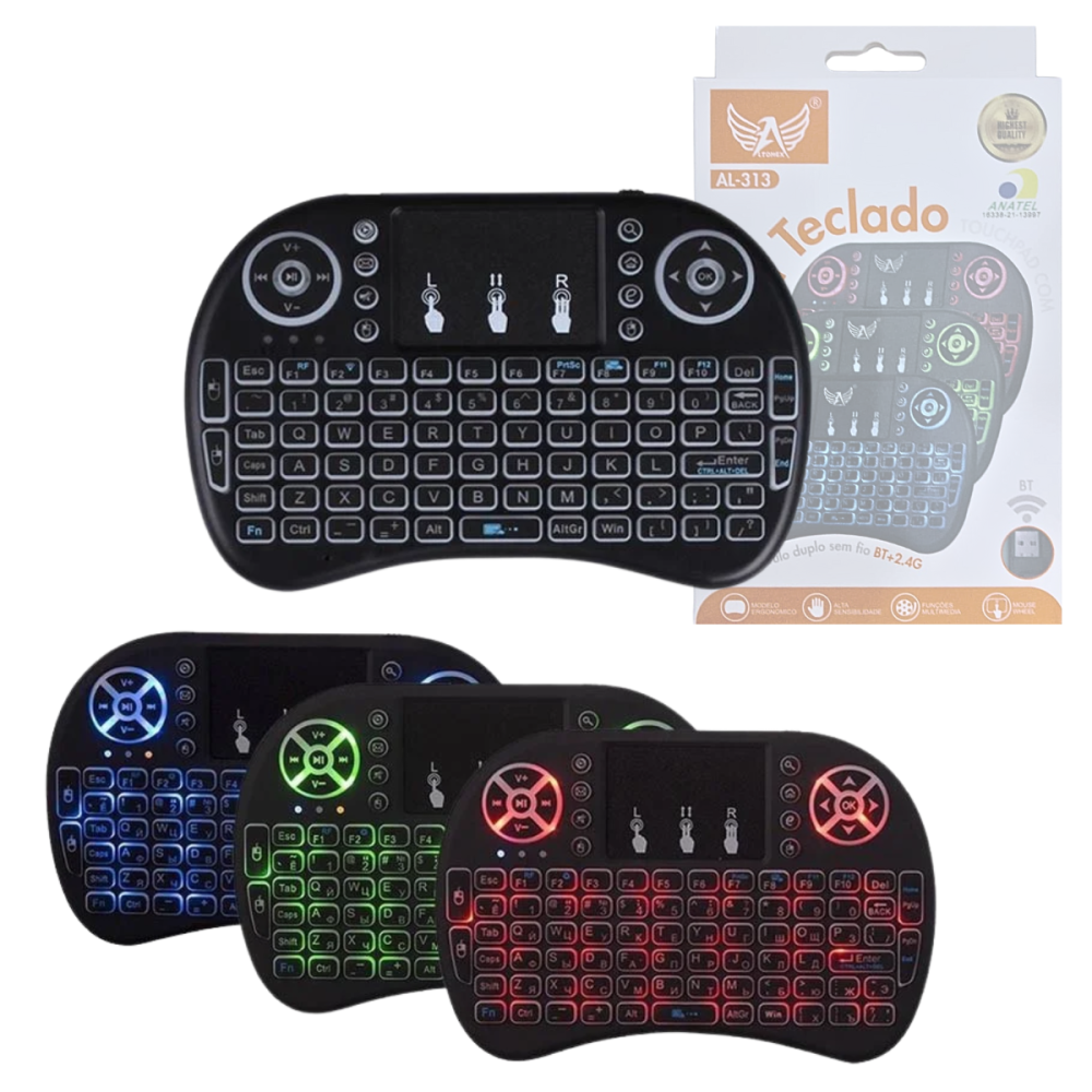 0950070625218hakh1gf.png Mini Teclado LED Bluetooth Wireless Receptor USB Altomex AL-313 - Imagem 1