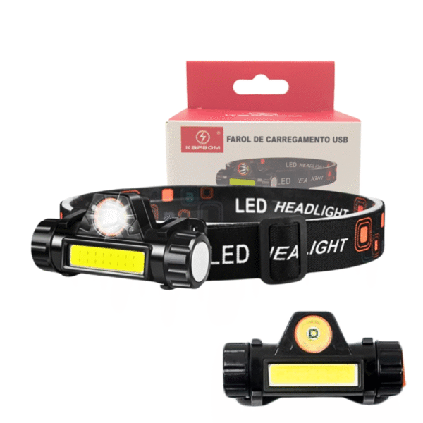 Lanterna de Cabeça Farol Super LED com Cinta Ajustável e Imã Kapbom KA-L1518