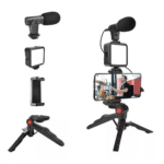 Suporte para Celular com Tripé Luz LED para Streaming Podcast Self com Microfone Kapbom KA-5673 / KA-ZP115 - Imagem 2