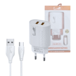 Carregador Completo 5.1A com 02 Portas USB e Cabo Móvel TIPO-C Eletromex EL-4011-TY