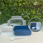 Vasilha de Plastico Tipo Marmita com divisora e Garfo Kapbom 7061 (***DISPONÍVEL SOMENTE NA COR SALMÃO) - Imagem 4