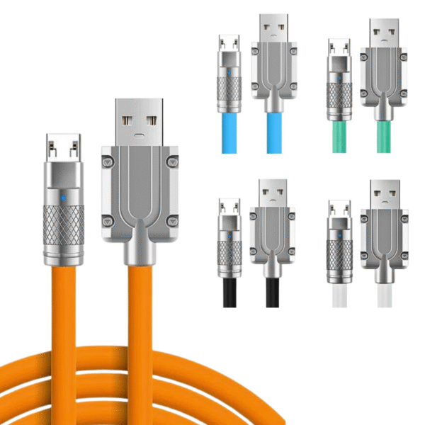 Cabo de dados V8 acabamento em metal e LED Kapbom KA-020-V8