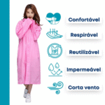 Capa de Chuva COLOR Impermeável Reforçado Reutilizável Com Capuz Tamanho Adulto Unissex Altomex AL-651B - Imagem 2