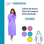 Capa de Chuva COLOR Impermeável Reforçado Reutilizável Com Capuz Tamanho Adulto Unissex Altomex AL-651B - Imagem 4