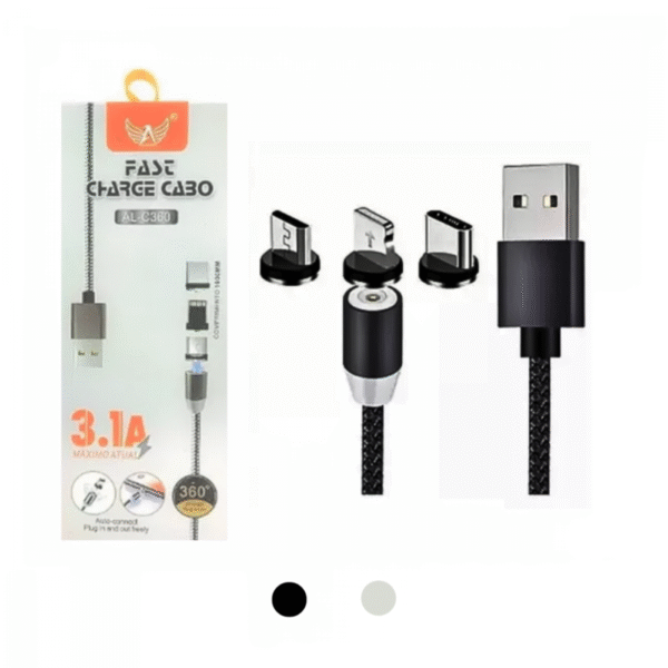 Cabo Carregador Magnético 3 Em 1 / V8 TIPO-C Lightning IOS Magnético 3.1A KAP-366 / AL-C360