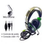 Fone Headset Gamer com Fio e Microfone Ajustável Conexão USB / P2 Kapbom KA-906 - Imagem 4