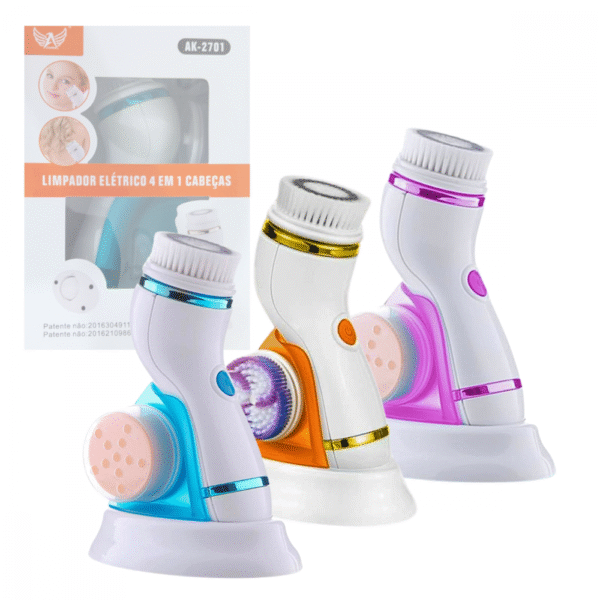 Escova de Limpeza Facial Massageadora Eletrica 4 em 1 Altomex AK-2701 (***DISPONÍVEL SOMENTE LARANJA E ROSA)