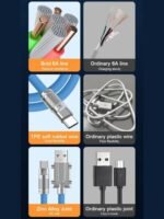 Cabo de dados V8 1 Metro Silicone acabamento em Metal e LED Eletromex EL-3124-V8 - Imagem 7