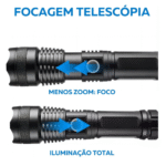 Lanterna Tática Portátil Bateria Recarregável Luz LED Altomex AL-B1991 - Imagem 3