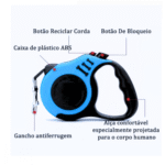 Coleira Guia Retrátil Cachorro Passeio Pets 3 metros Kapbom KA-7791 - Imagem 7