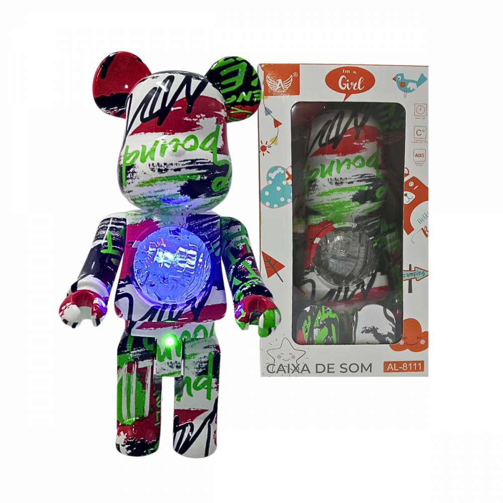 1030100824bfjdh18d4h.png Caixa de Som Projetor Galáxia Estrelas Luminária Bluetooth URSO Bearbrick Altomex AL-8111 - Imagem 1