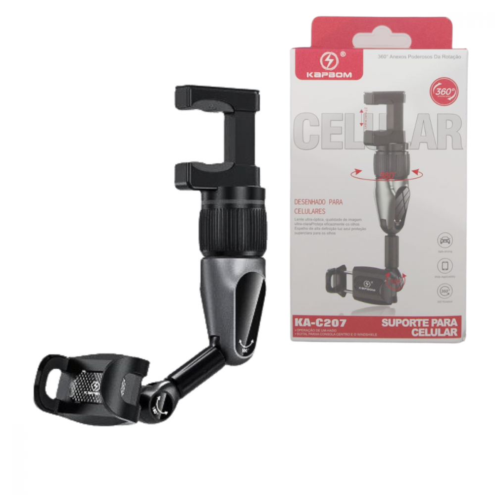1034051024ffc0faf9f2.png Suporte Celular Carro Mesa Multifuncional 360 Graus Kapbom KA-C207 - Imagem 1