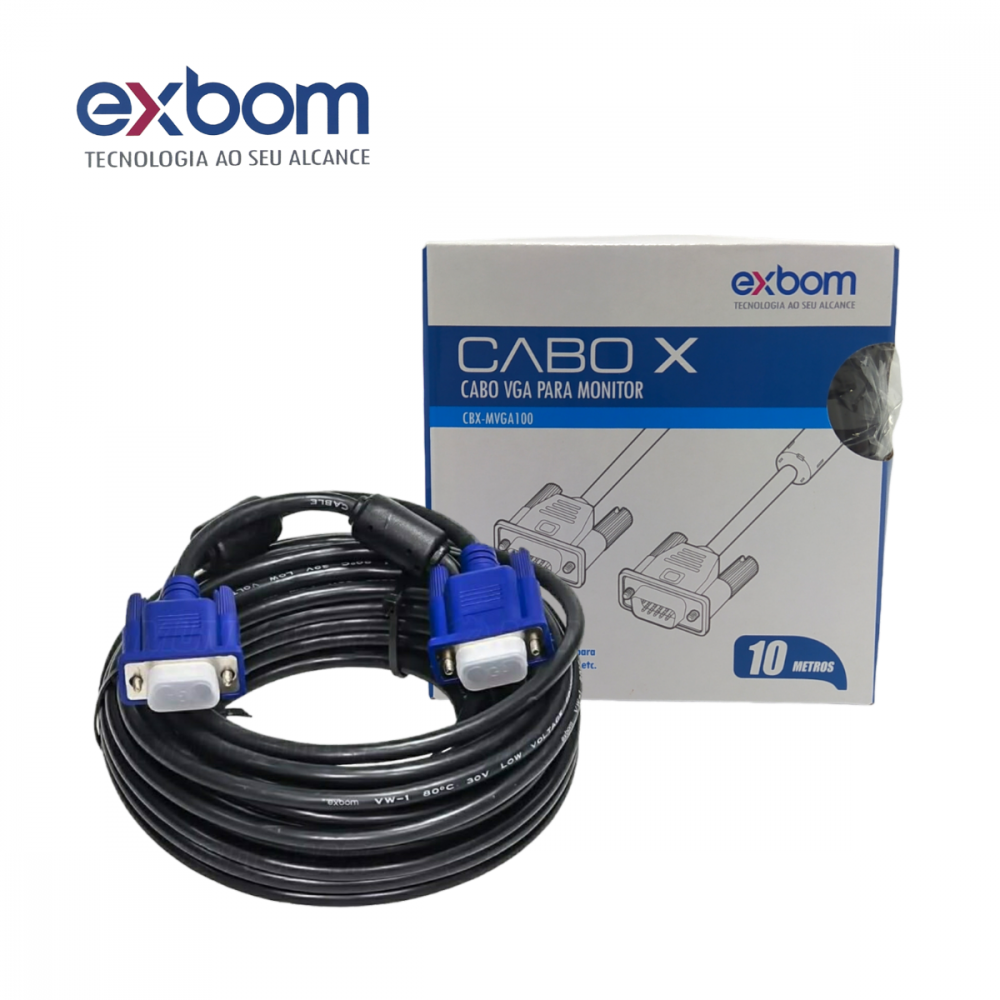 10391005239bhjd6h27c.png Cabo VGA para Monitor 10M Exbom CBX-MVGA100 - Imagem 1
