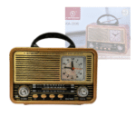 Rádio Retro 3W Bluetooth 5.1 com Bateria Recarregável e Relógio Analógico Kapbom KA-3599