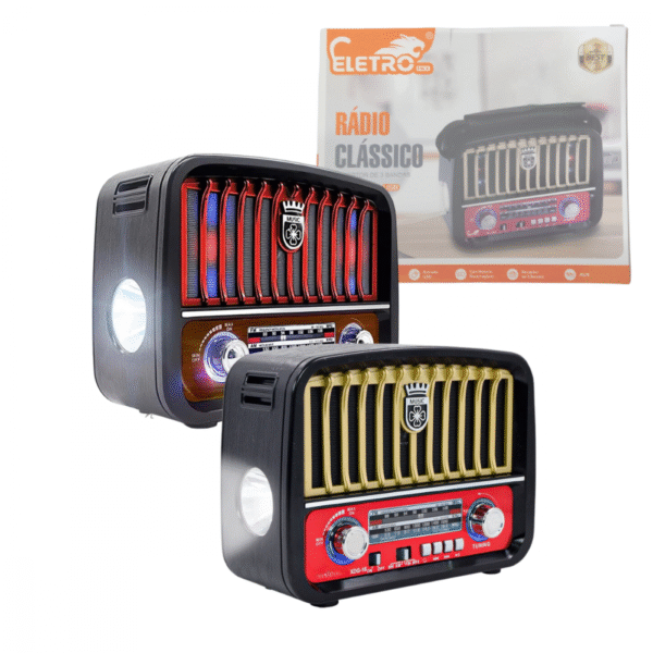 Rádio Retro 3W Bluetooth 5.1 com Lanterna Eletromex EL-1303