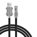 Cabo de dados TIPO-C 1 Metro Silicone acabamento em Metal e LED Eletromex EL-3124-TY - Imagem 4