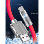 Cabo de dados TIPO-C 1 Metro Silicone acabamento em Metal e LED Eletromex EL-3124-TY - Imagem 8