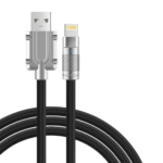 Cabo de dados Lightning 1 Metro Silicone acabamento em Metal e LED Eletromex EL-3124-5G - Imagem 3