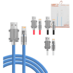 Cabo de dados Lightning 1 Metro Silicone acabamento em Metal e LED Eletromex EL-3124-5G