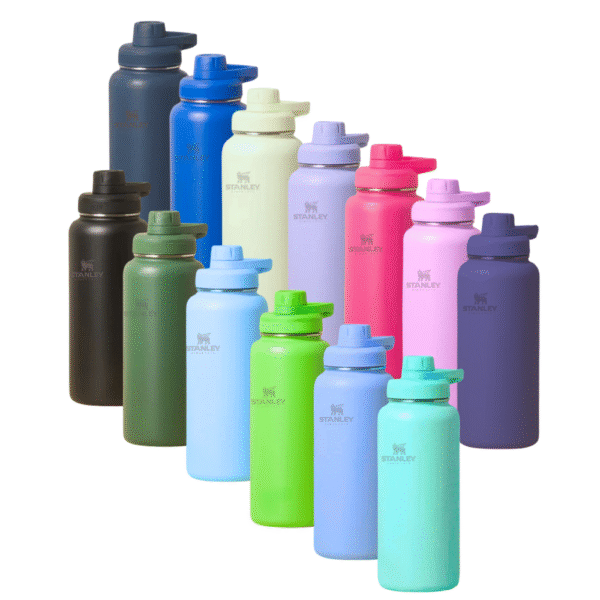 Garrafa Squeeze 950 ml Logo Stan. de Aço Inox Térmica com Alça Tampa Rosquear Vacuum (***COR ROSA - ESGOTADO)