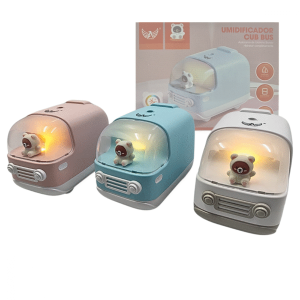 Umidificador de Ar Doméstico Aparelho Difusor Vaporizador de Mini Ônibus com LED 350ml Altomex AL-1689 (***DISPONÍVEL SOMENTE 05 BRANCO)