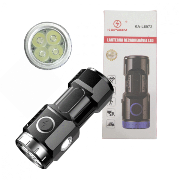 Mini Lanterna Tática Portátil Recarregável com Imã Kapbom KA-L6972