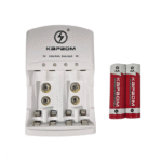 Carregador de Pilhas com LED + 02 Pilhas AA Recarregável Kapbom KA-1367