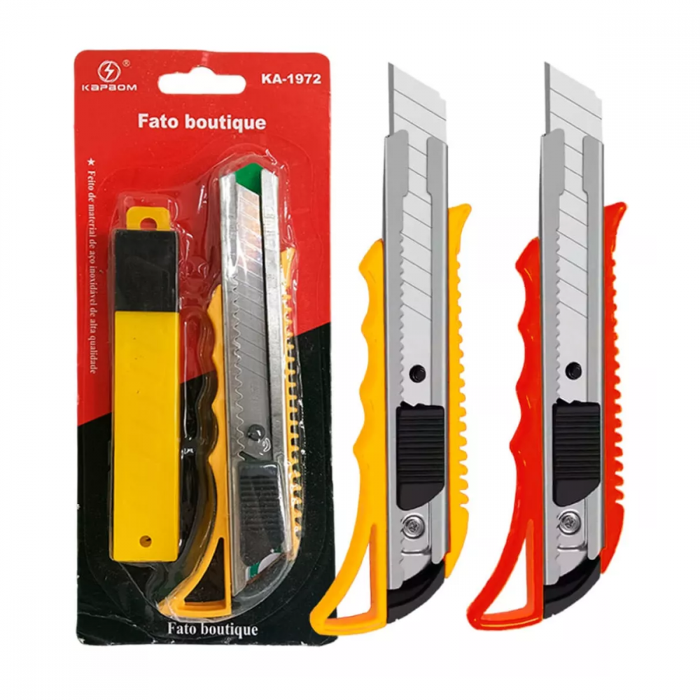 1144110724f5eabhhhk1.png Estilete Profissional Doméstico Retratil com Caixa Refil Lamina Extra Kapbom KA-1972 - Imagem 1