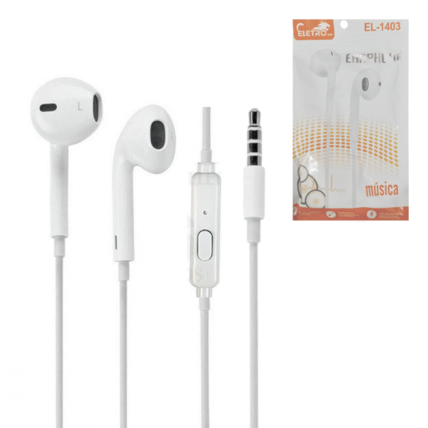 Fone de Ouvido Intra Auricular Com Fio e Microfone Estéreo ELETRO EL-1403