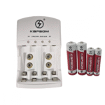 Carregador de Pilhas com LED + 02 Pilhas AAA + 02 Pilhas AA Recarregáveis Kapbom KA-1368