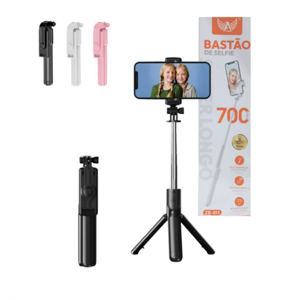 Bastão Pau de Selfie Suporte Celular Tripé c/ Controle Disparador Bluetooth Altomex ZB-011