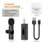 Microfone Condensador de Lapela Wireless K35 MIC Conector P3 Eletromex EL-1838 - Imagem 4