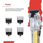 Máquina De Cortar Cabelo Profissional Sem Fio Transparente Kemei Ng203 - Imagem 4