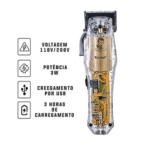 Máquina De Cortar Cabelo Profissional Sem Fio Transparente Kemei Ng203 - Imagem 2