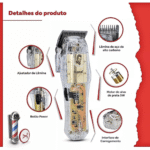 Máquina De Cortar Cabelo Profissional Sem Fio Transparente Kemei Ng203 - Imagem 8