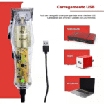 Máquina De Cortar Cabelo Profissional Sem Fio Transparente Kemei Ng203 - Imagem 7