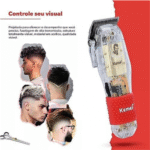 Máquina De Cortar Cabelo Profissional Sem Fio Transparente Kemei Ng203 - Imagem 6