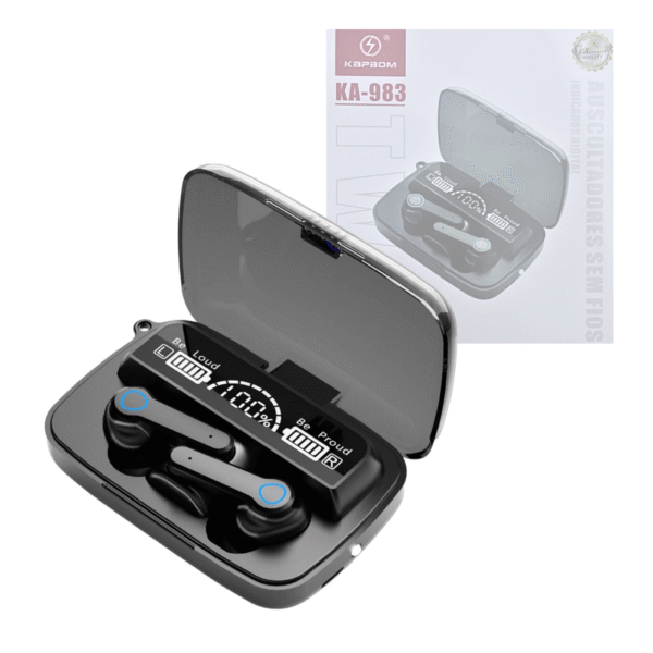 Fone de Ouvido Auricular Bluetooth Wireless Headset Game Case LED Kapbom KA-983