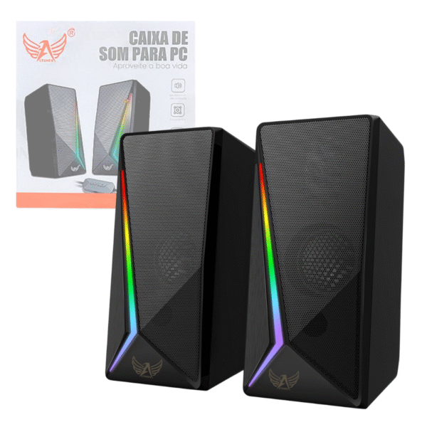 Caixa de Som Alto Falante RGB Bluetooth - Computador Notebook P2 USB AL-3868