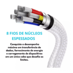 Cabo de Dados TIPO-C Nylon Trançado Reforçado 1,3 Metros Kapbom KAP-303-TPC - Imagem 5
