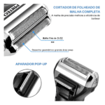 Barbeador Elétrico Profissional 3 em 1 Shaver Aparador de Pelos Recarregável Bivolt Eletromex EL-5103 - Imagem 4